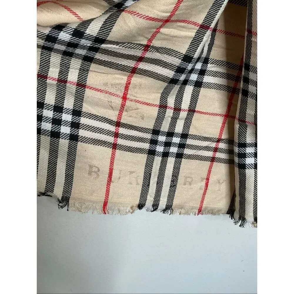 Burberry Nova Check Cashmere Tissue Scarf | Tan and Black